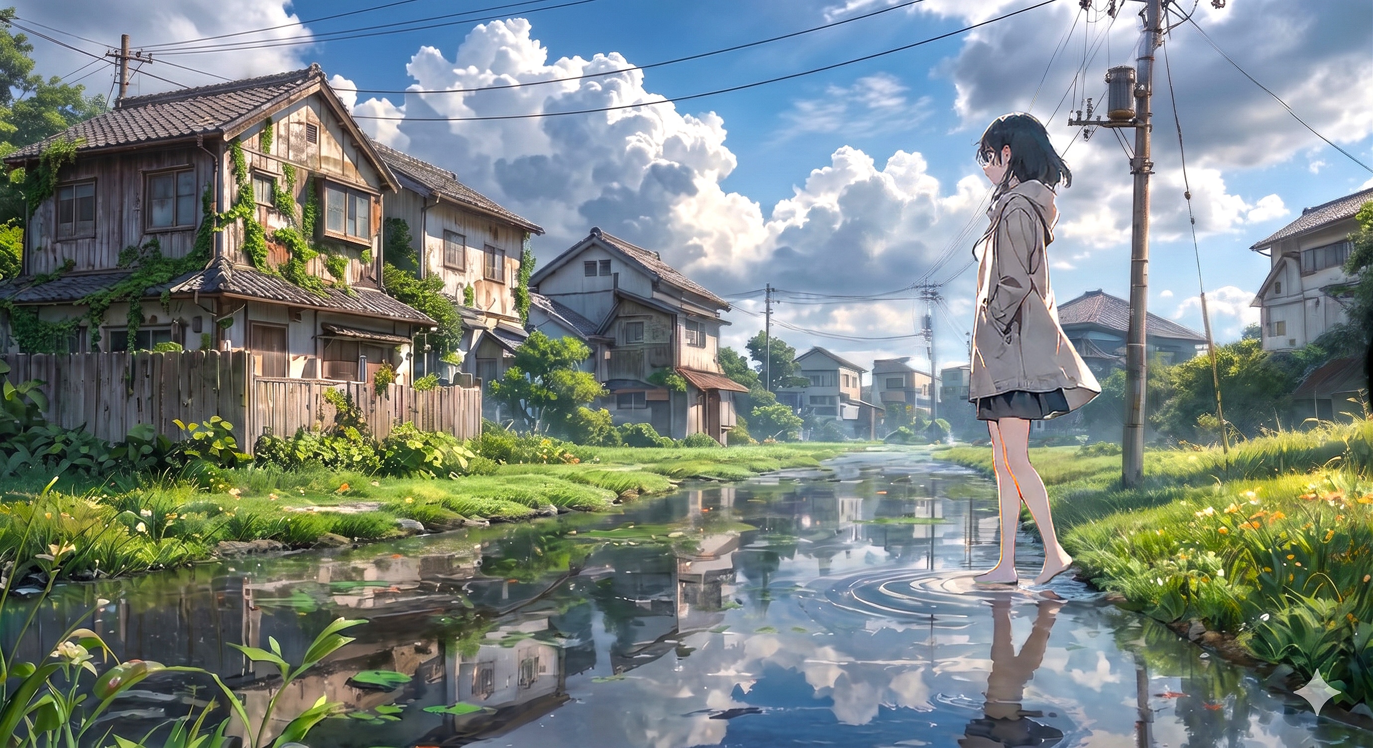 街と水たまり、少女267 | の人気AIイラスト・グラビア