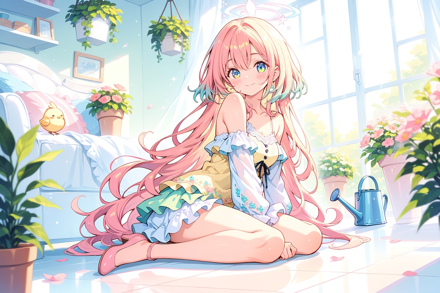 光あふれるテラスで小さなガーデニング。 | の人気AIイラスト・グラビア