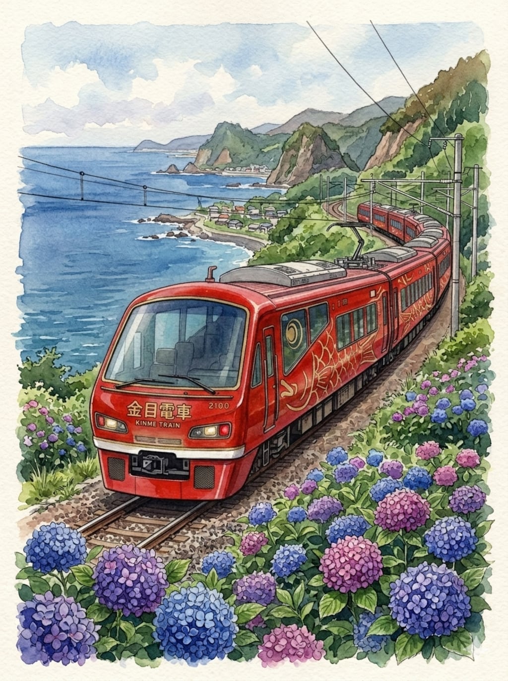 伊豆急（あじさい風景）