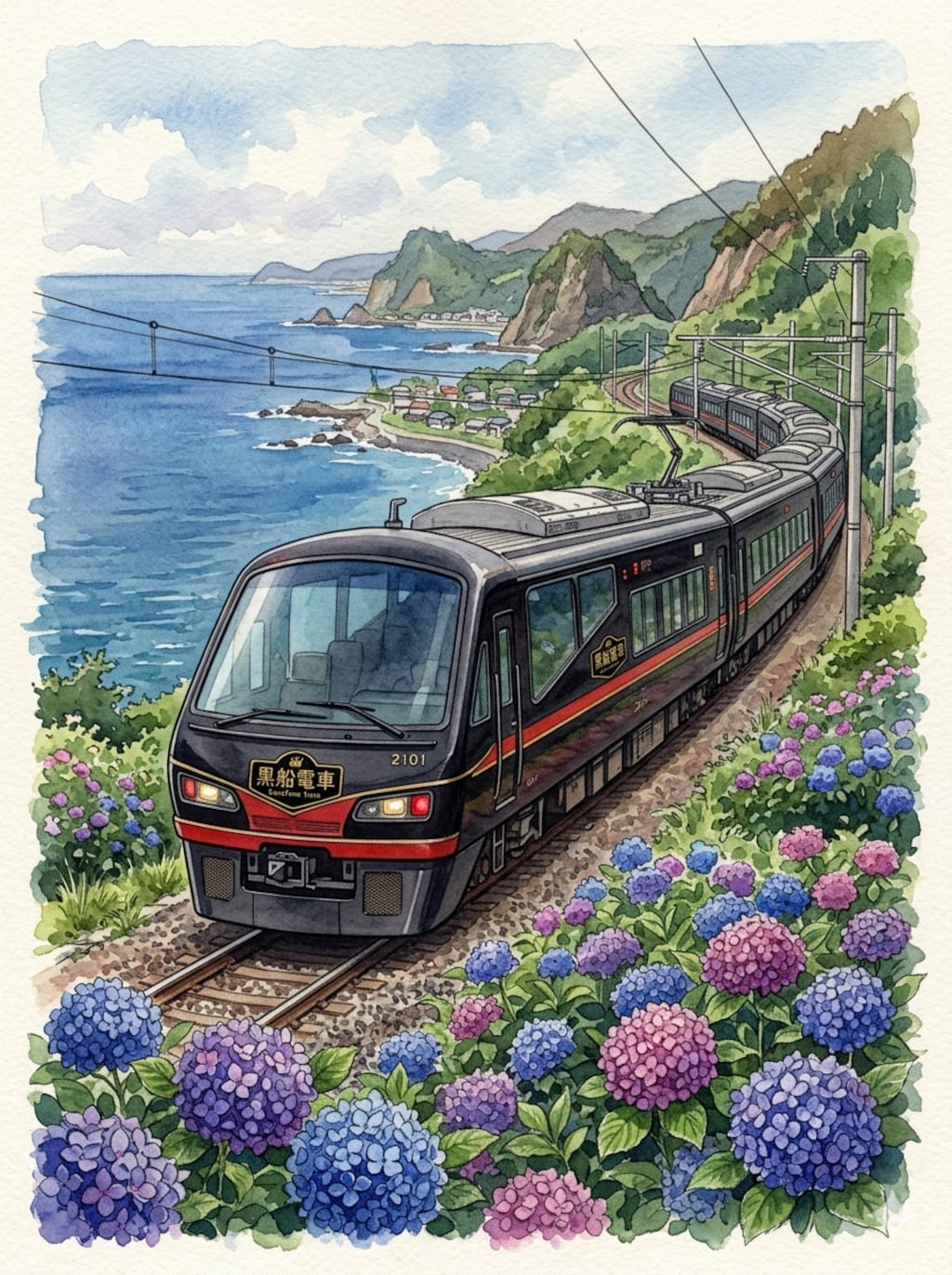 伊豆急（あじさい風景）