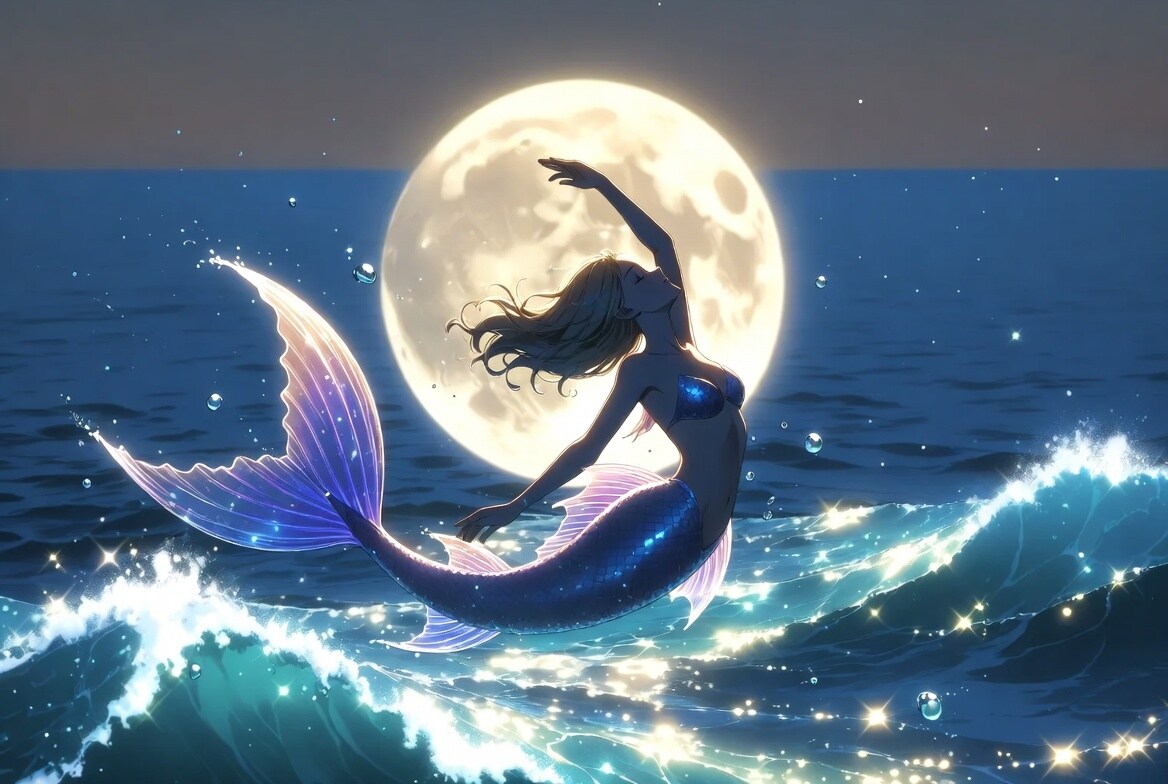 海🌊と月🌕と人魚🧜‍♀️