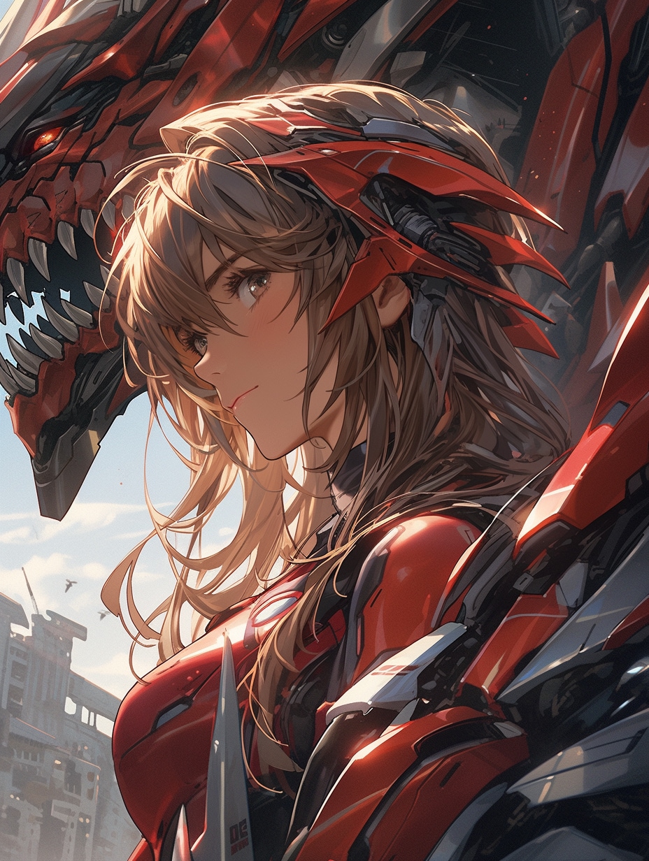 メカドラゴンと女の子 Mecha Dragon and Girl | の人気AIイラスト・グラビア