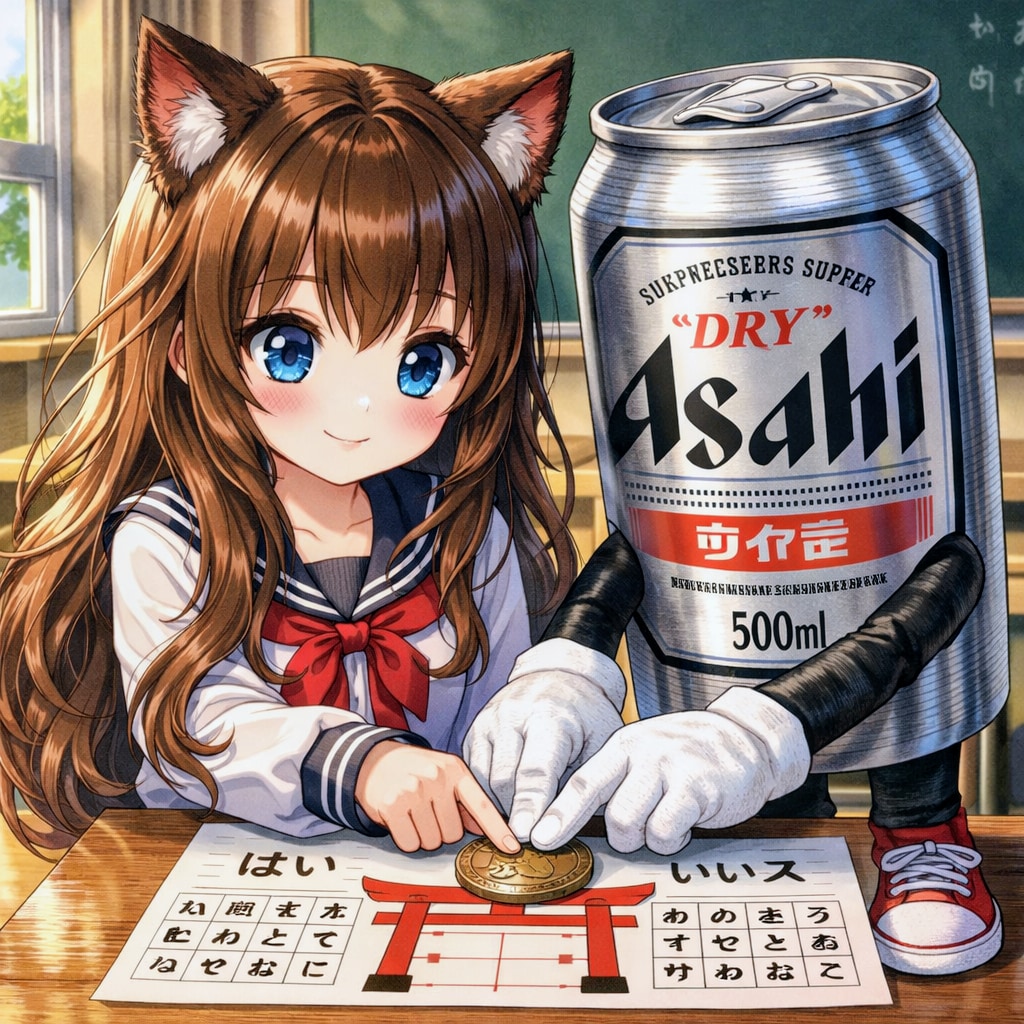 こっくりさんをする小さな女の子