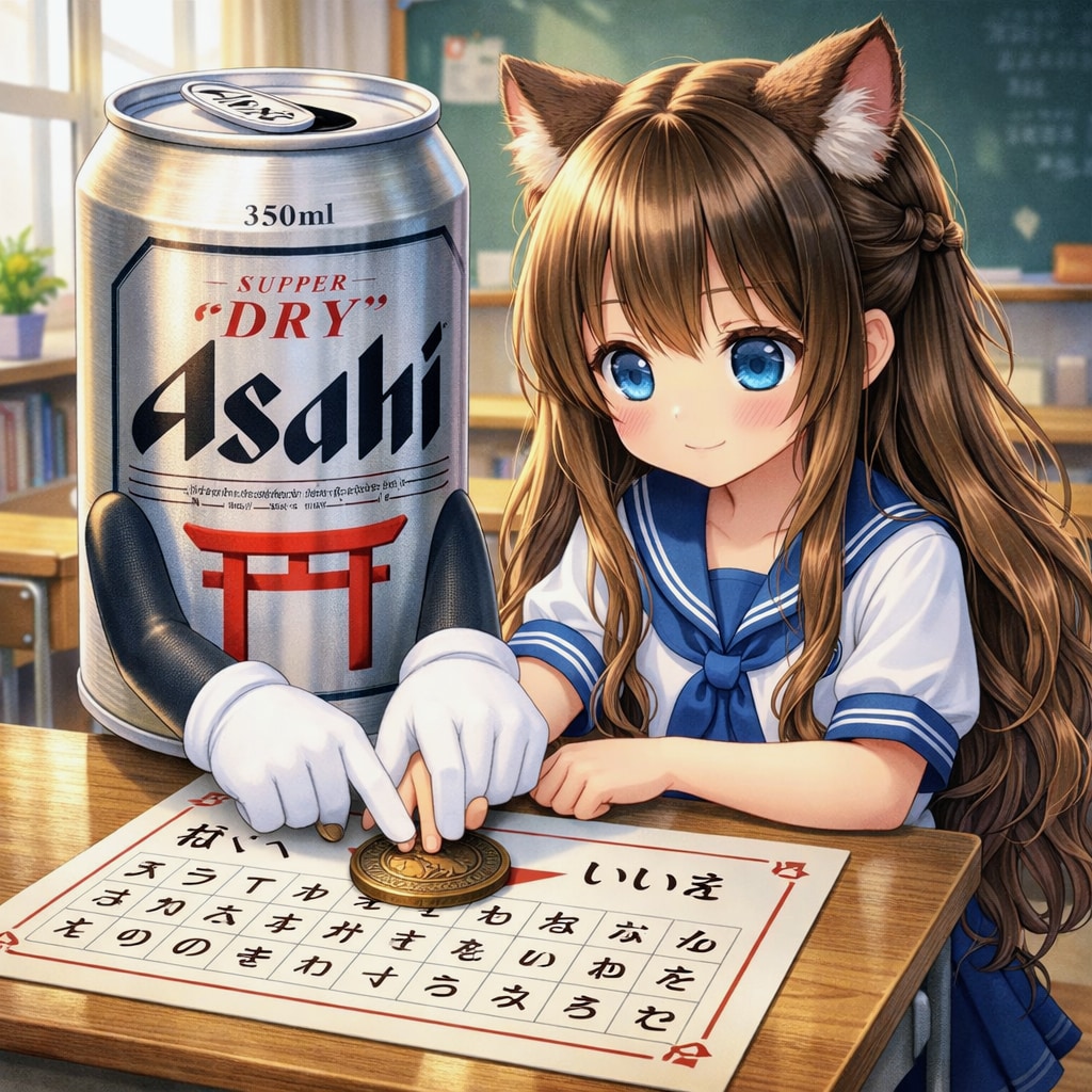 こっくりさんをする小さな女の子