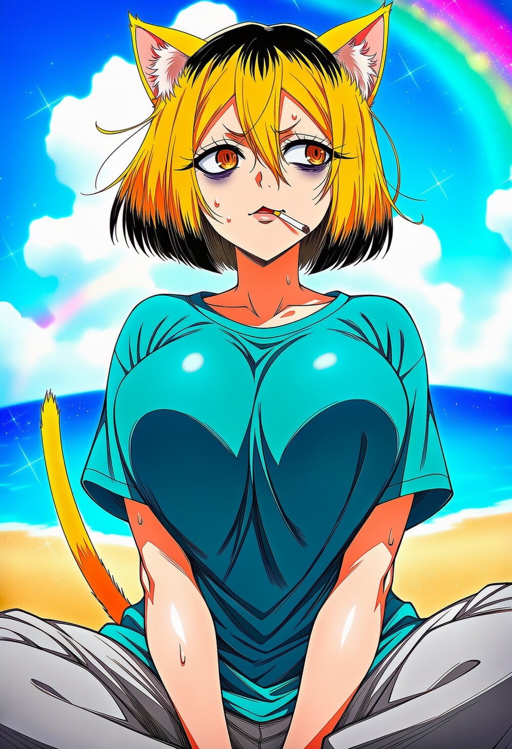 私服コスプレ目をそらす人妻