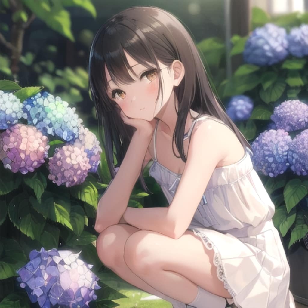 紫陽花と女の子②