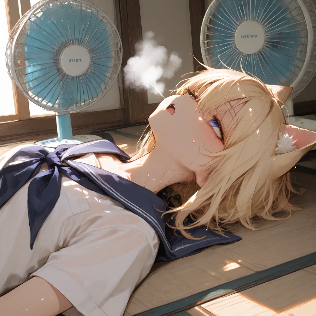 猫娘とでれ助（猫）