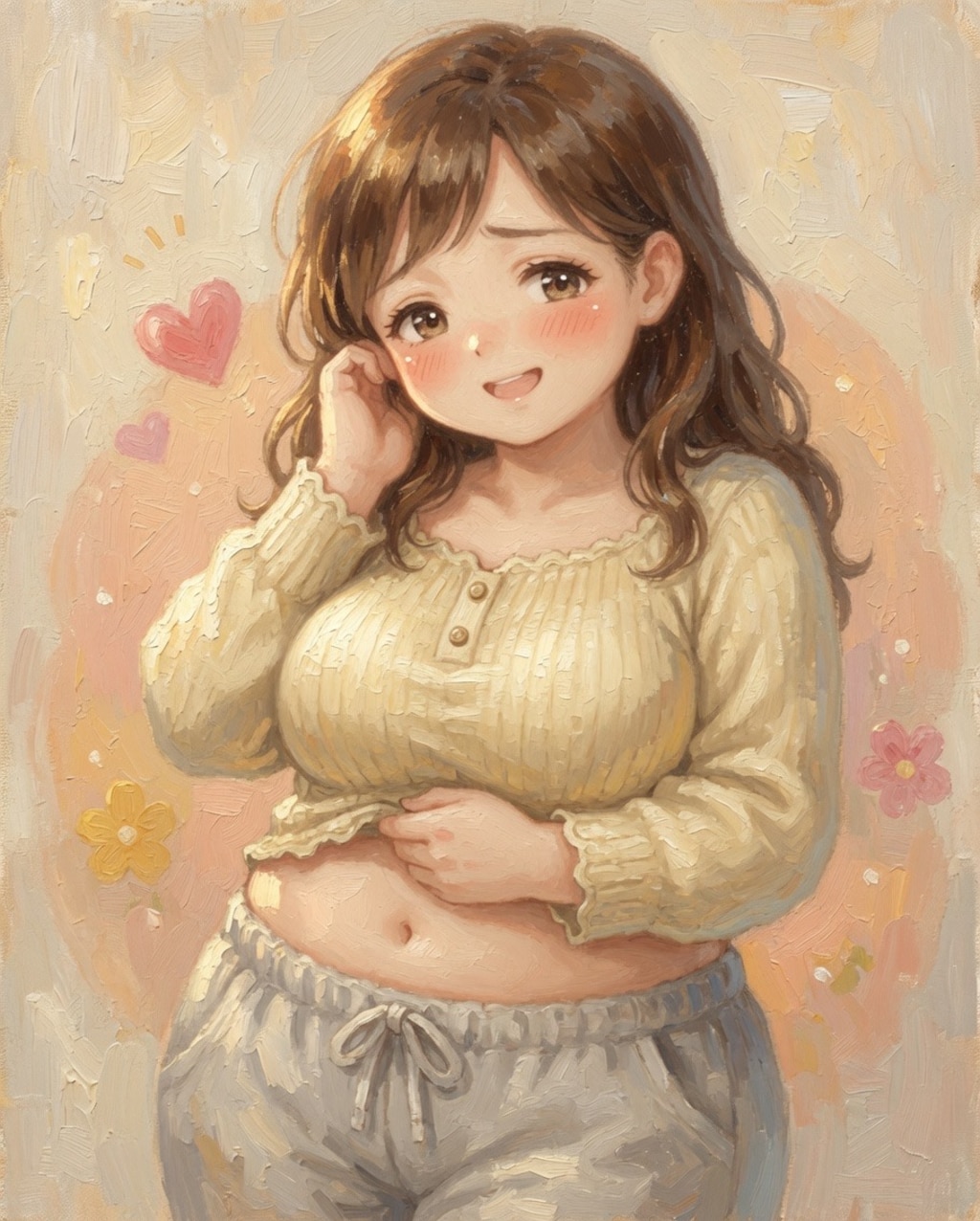 おへそをみせるおねえさん