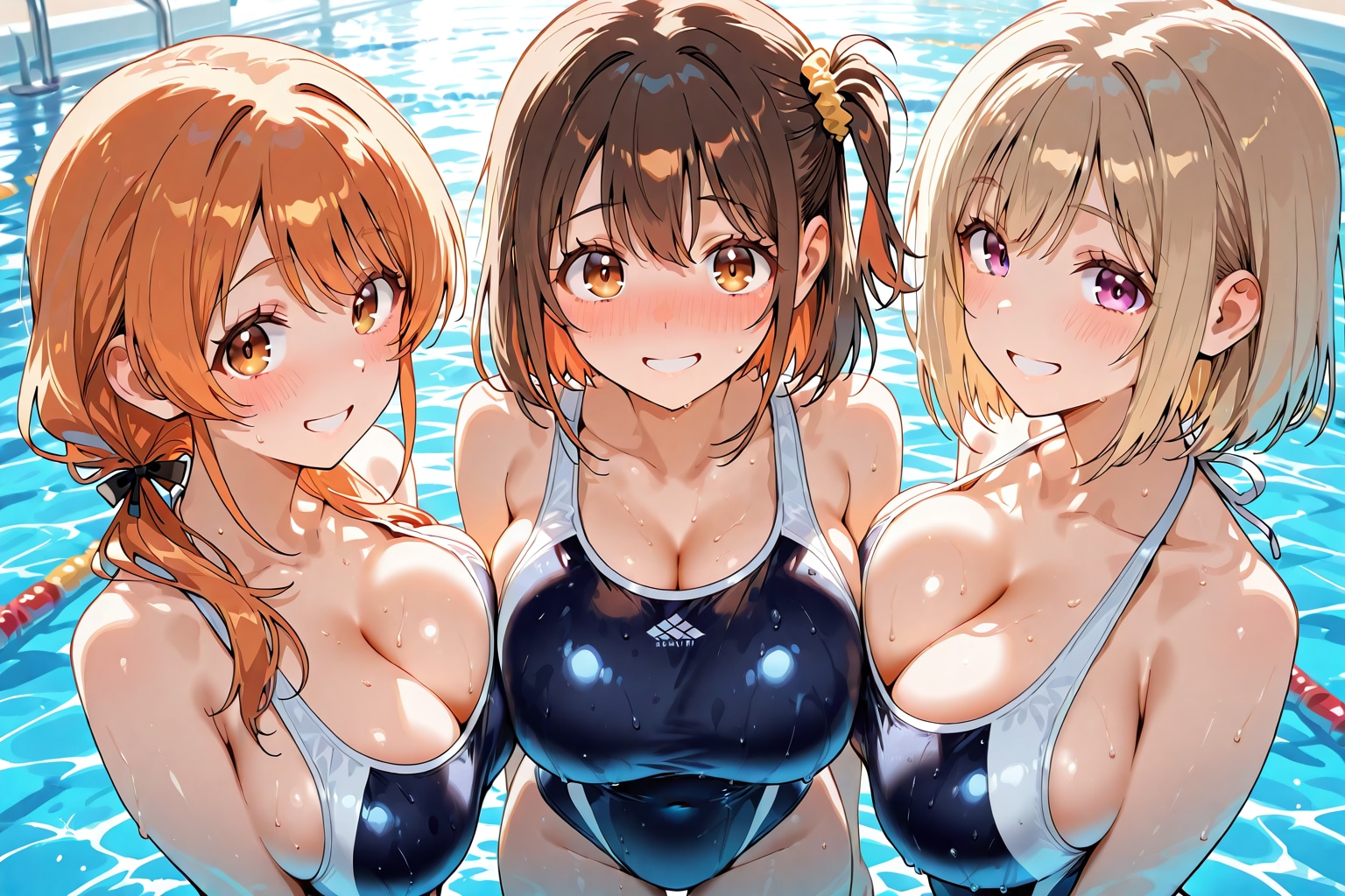 競泳水着女子高生達