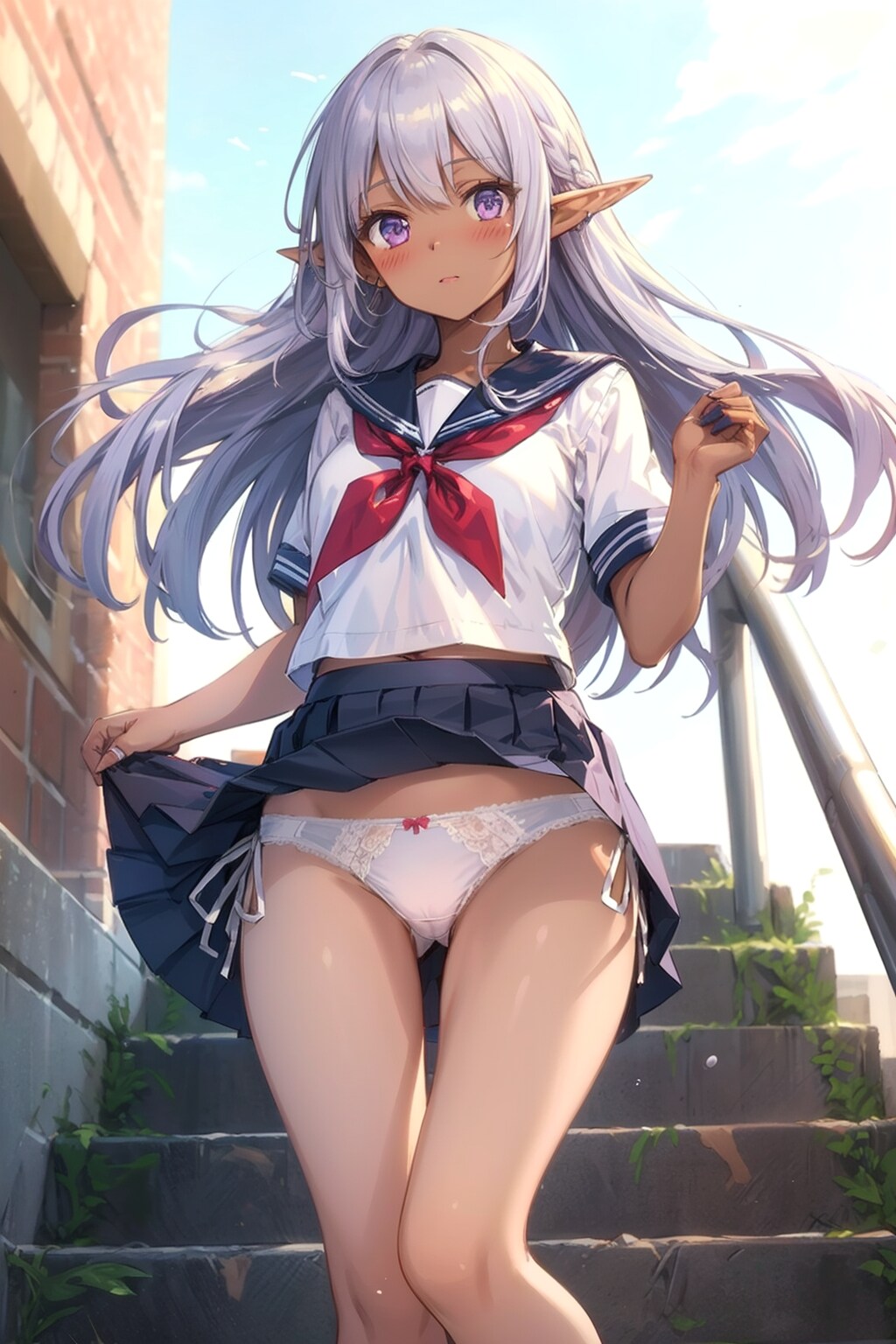 エルフちゃんの従姉妹、ダークエルフちゃんのパンチラ