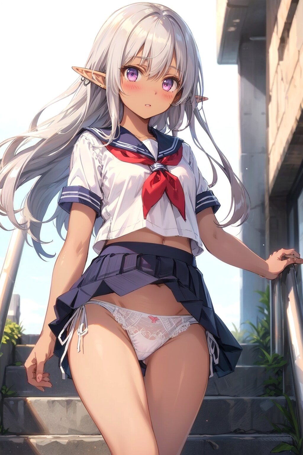 エルフちゃんの従姉妹、ダークエルフちゃんのパンチラ