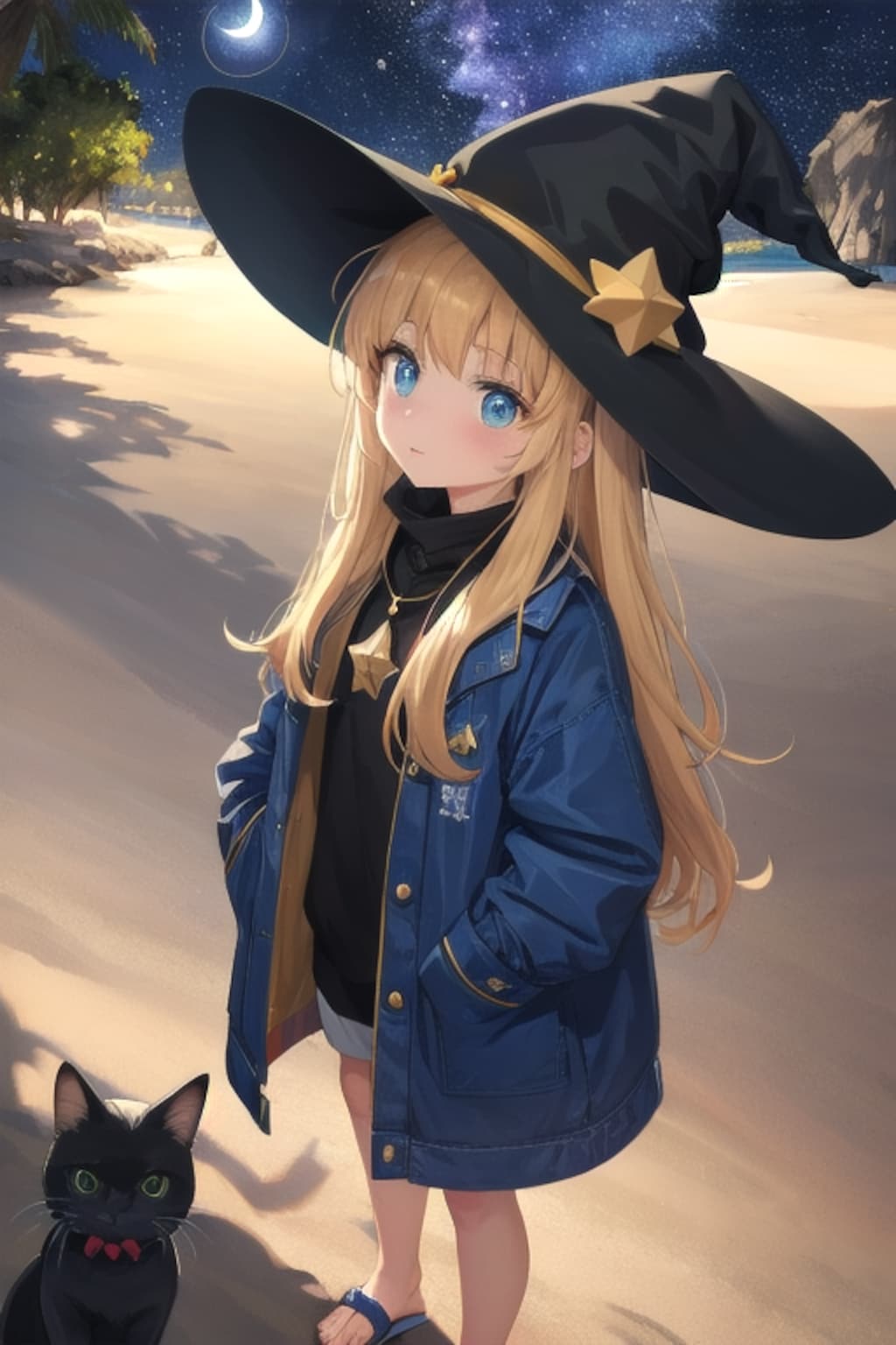 砂浜の魔女と星空