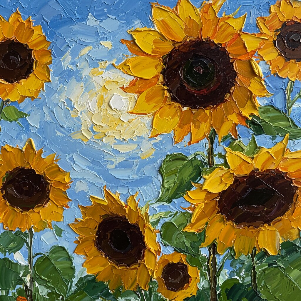 ヒマワリのある風景41・油彩画風