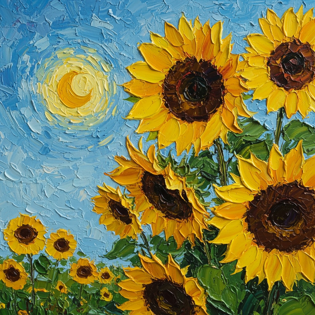 ヒマワリのある風景41・油彩画風