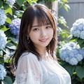 紫陽花と女の子 2 2枚目