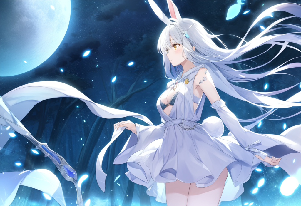 月夜のウサギ