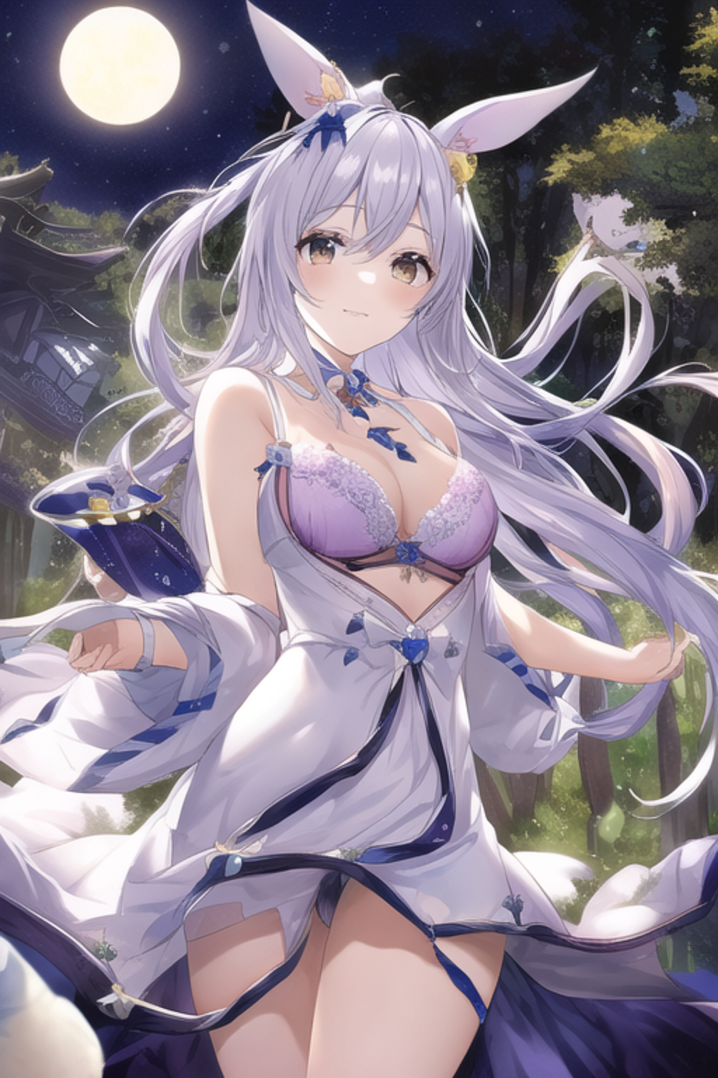 月夜のウサギ
