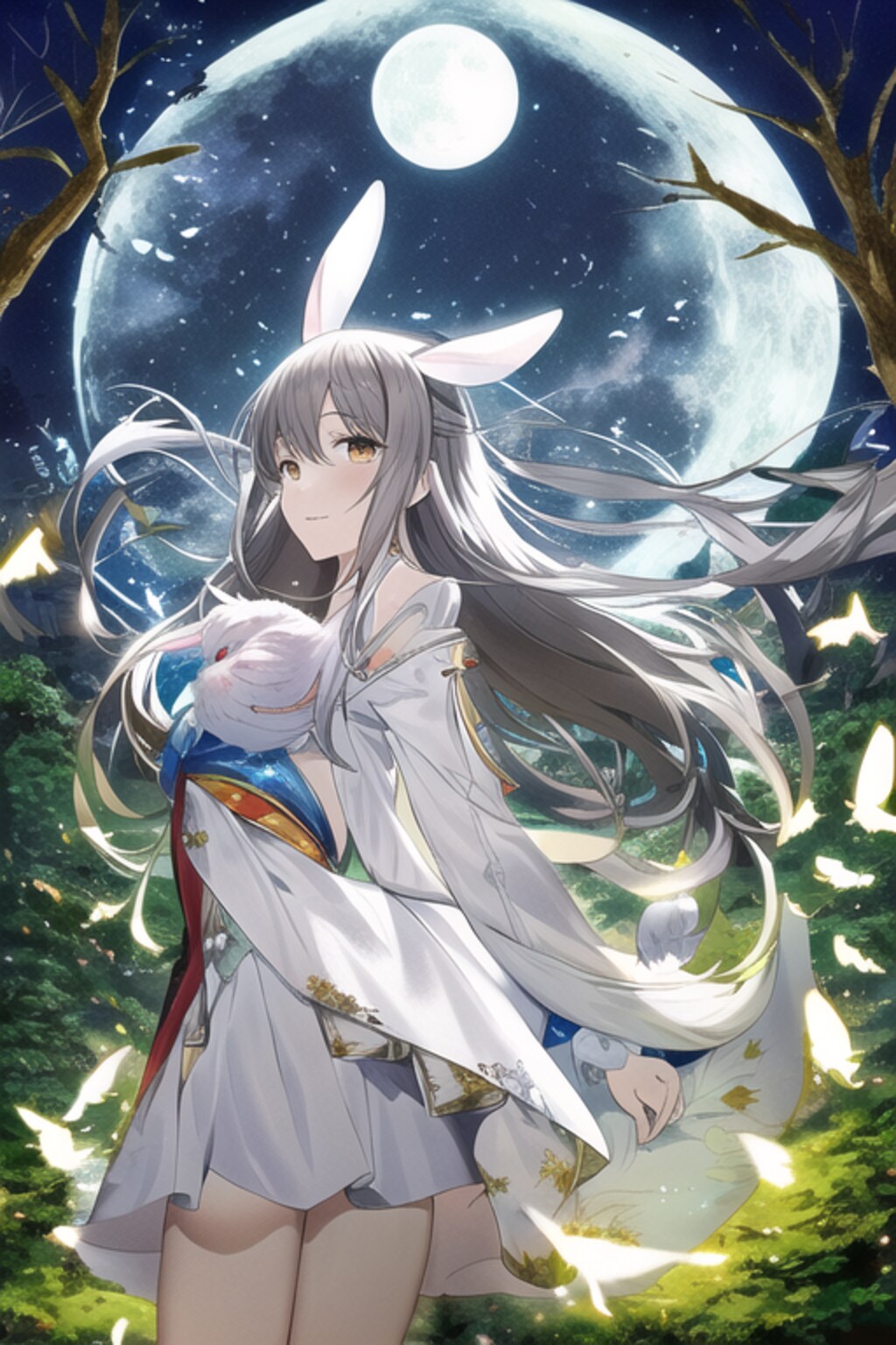 月夜のウサギ