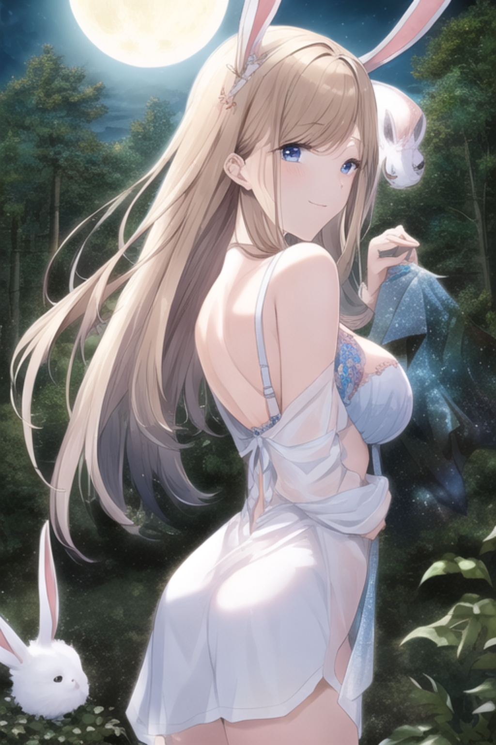 月夜のウサギ