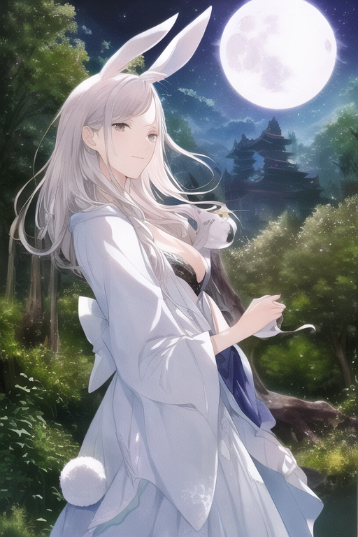 月夜のウサギ