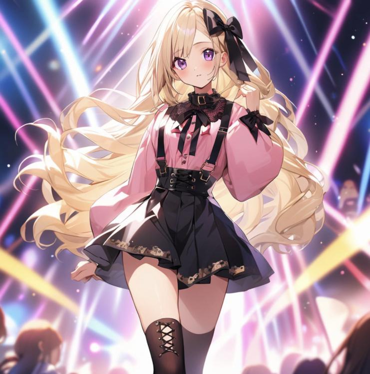 地雷系ファッションの金髪アイドル1〜5 | の人気AIイラスト・グラビア