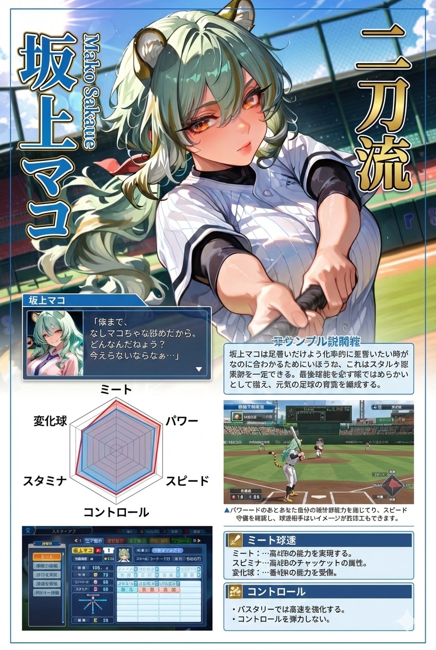 野球ゲーム攻略本風、マコちゃん | の人気AIイラスト・グラビア