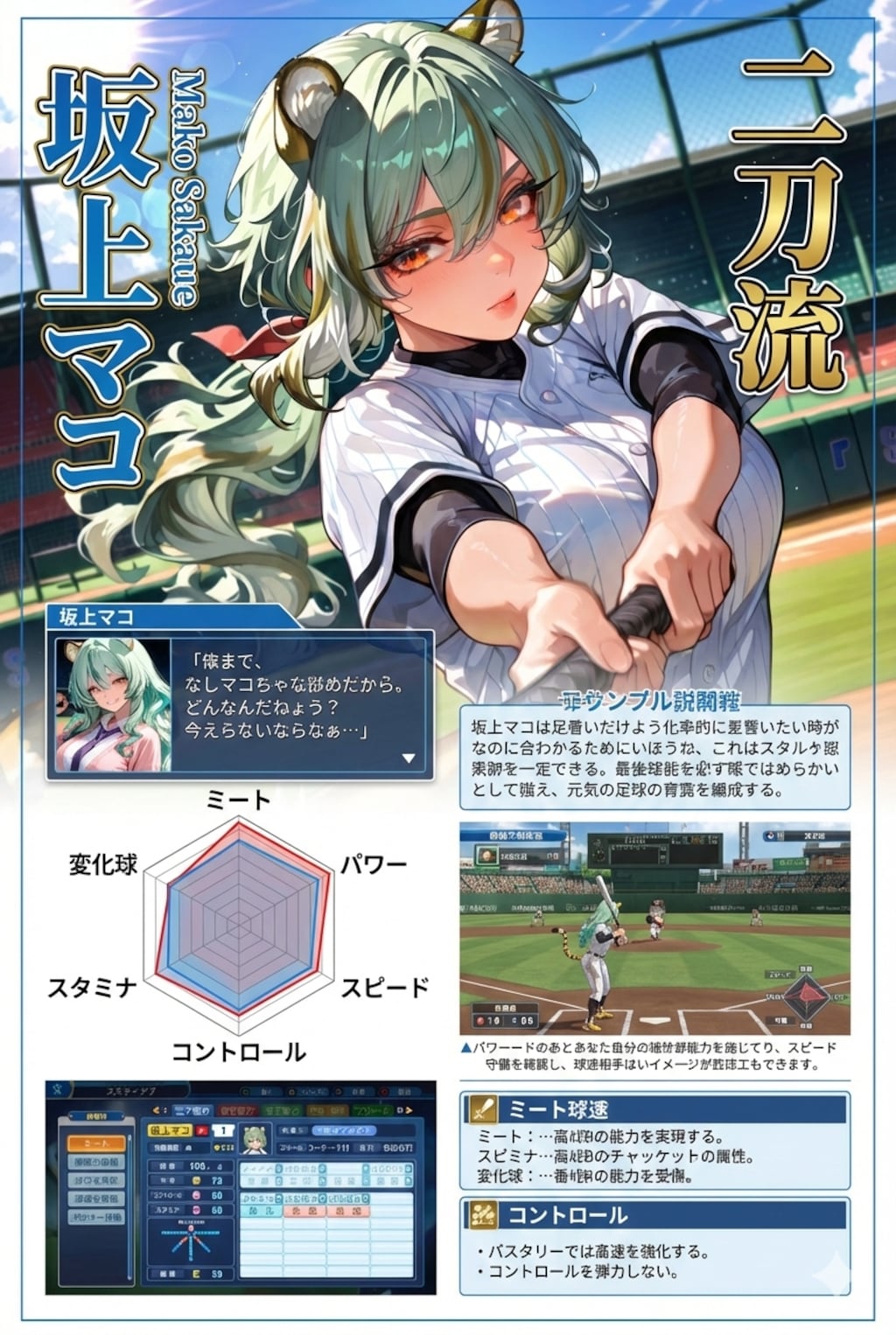 野球ゲーム攻略本風、マコちゃん