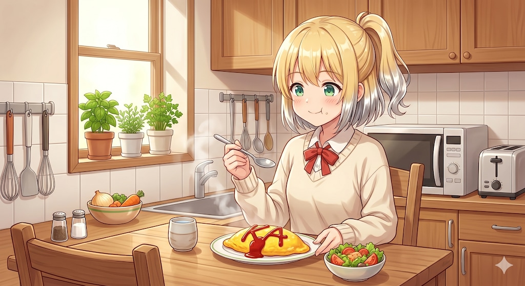 今日のお昼はオムライスです