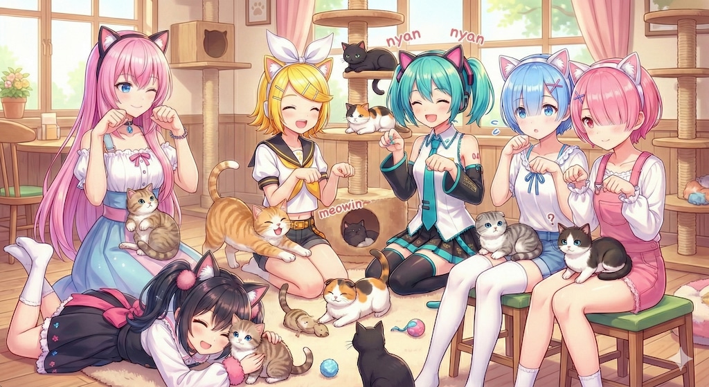 猫耳付けて猫カフェ へ🐱☕️