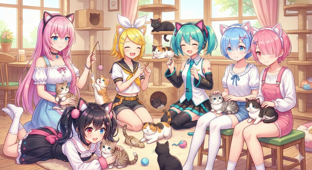 猫耳付けて猫カフェ へ🐱☕️