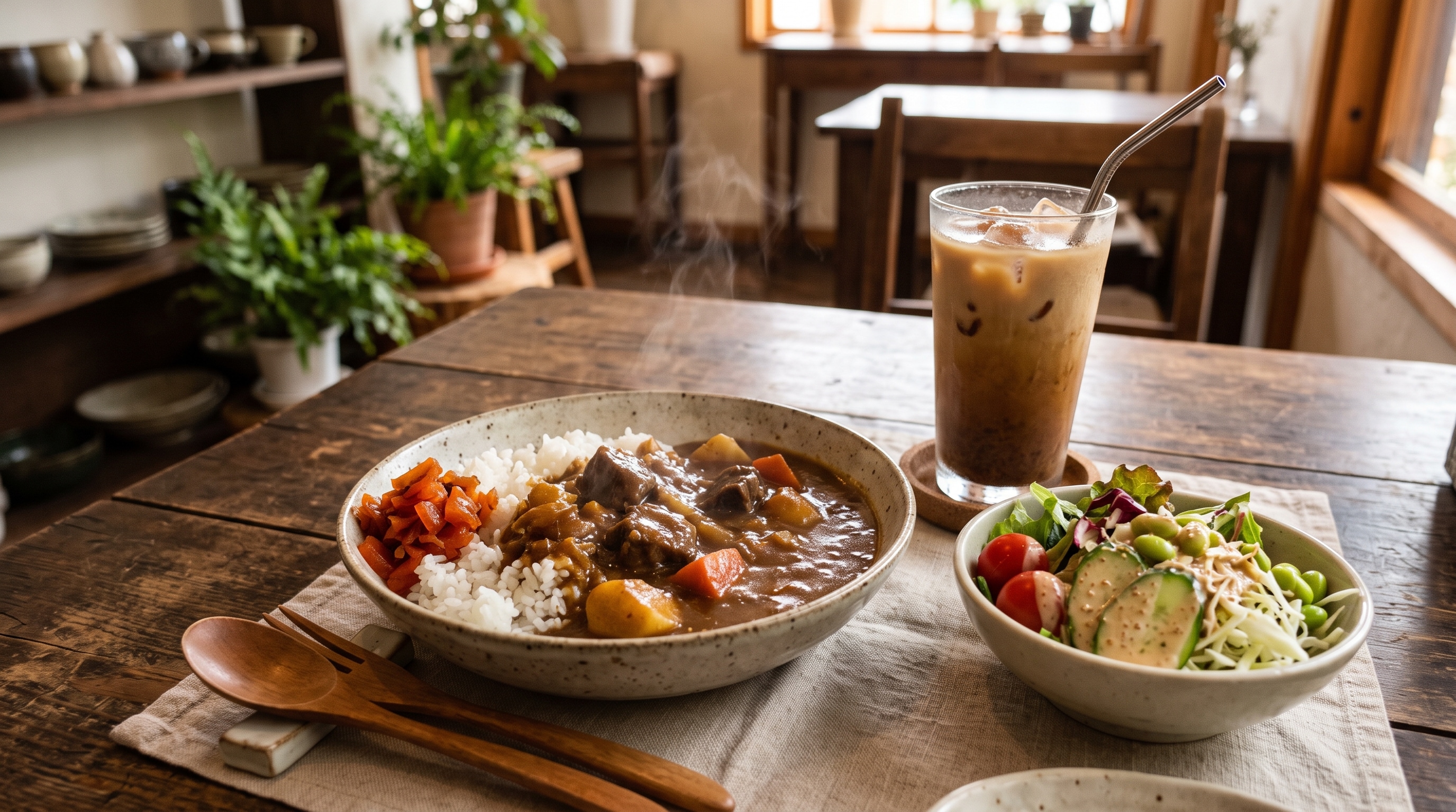 摩訶不思議食堂のカレーライスセット福神漬け付き | の人気AIイラスト・グラビア