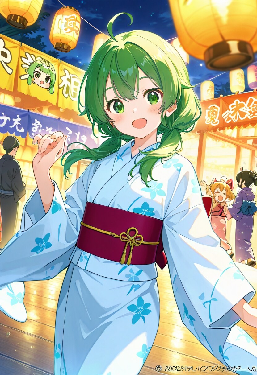 盆踊り（緑髪娘） | の人気AIイラスト・グラビア
