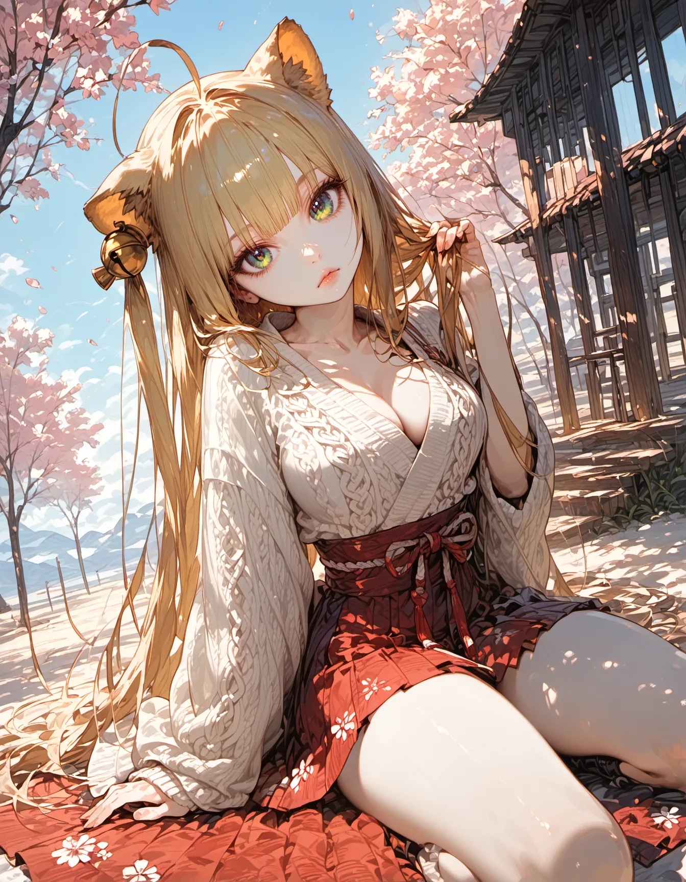 Fox Spirit Beneath the Blossoms