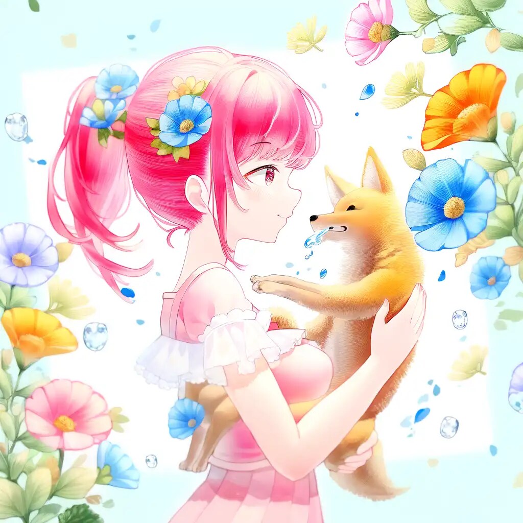 美少女と花と動物