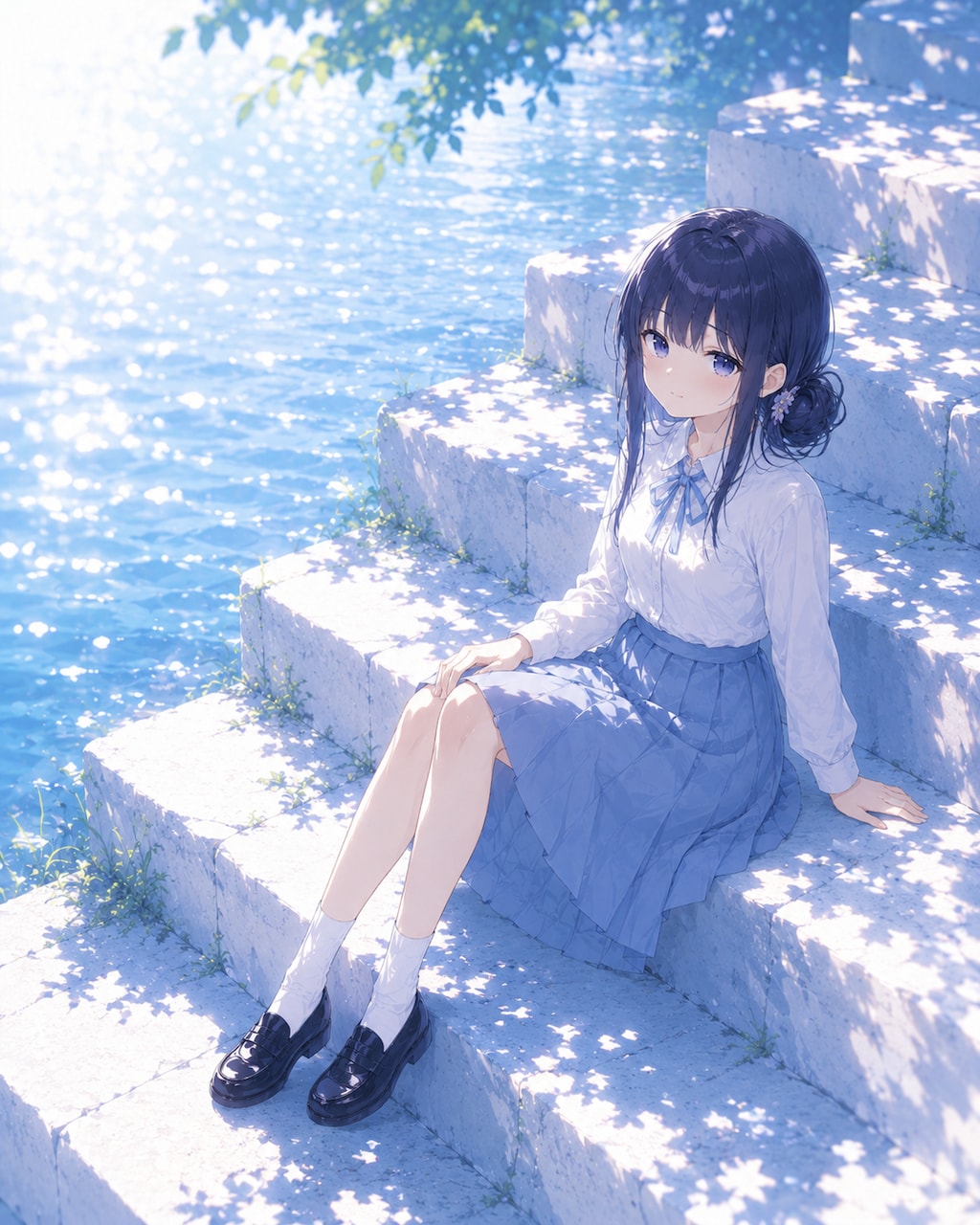 川辺で