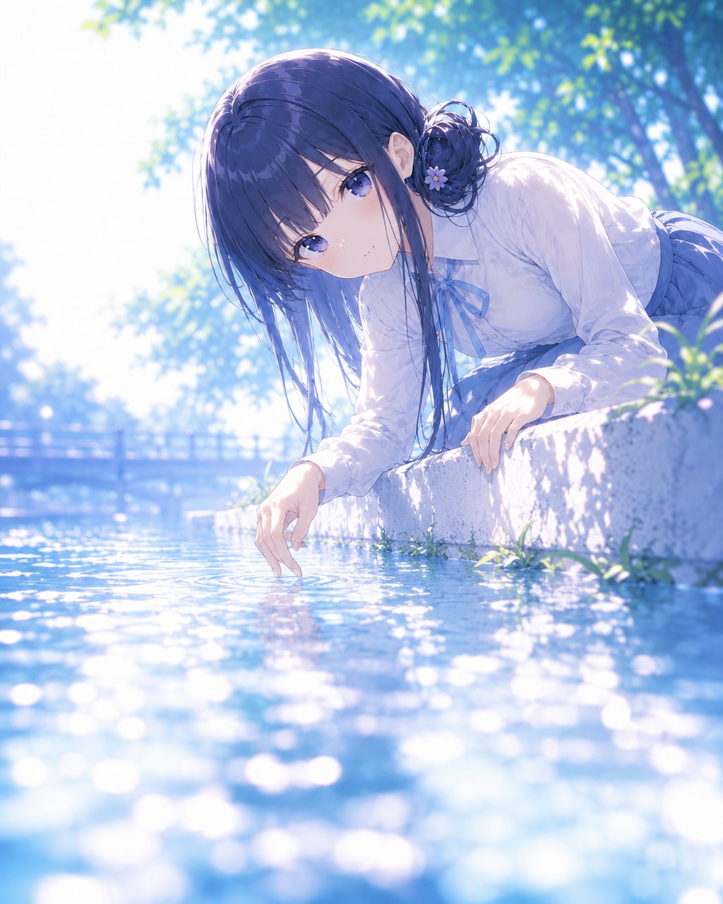 川辺で