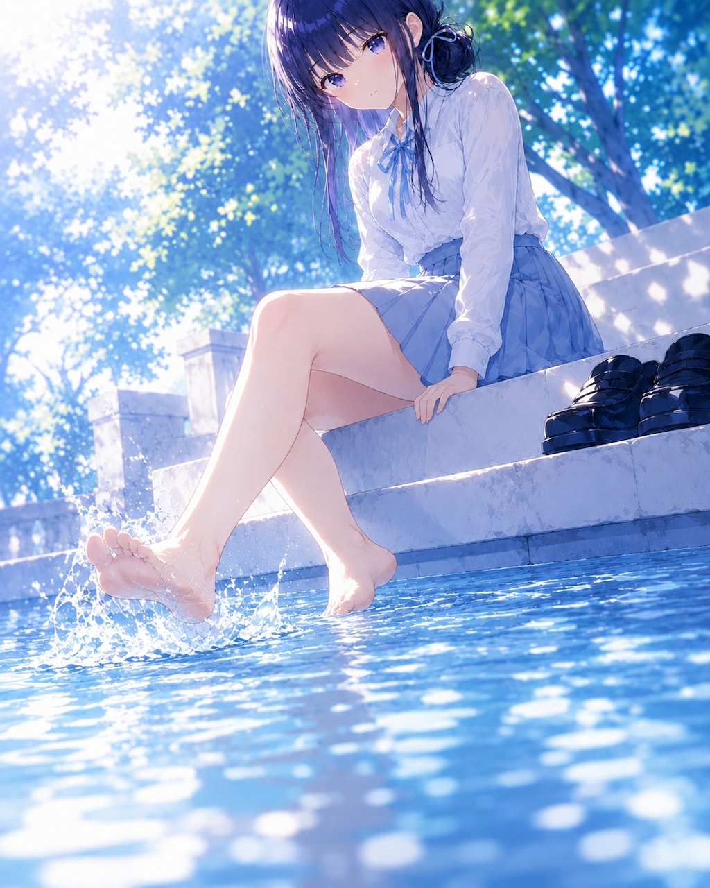 川辺で