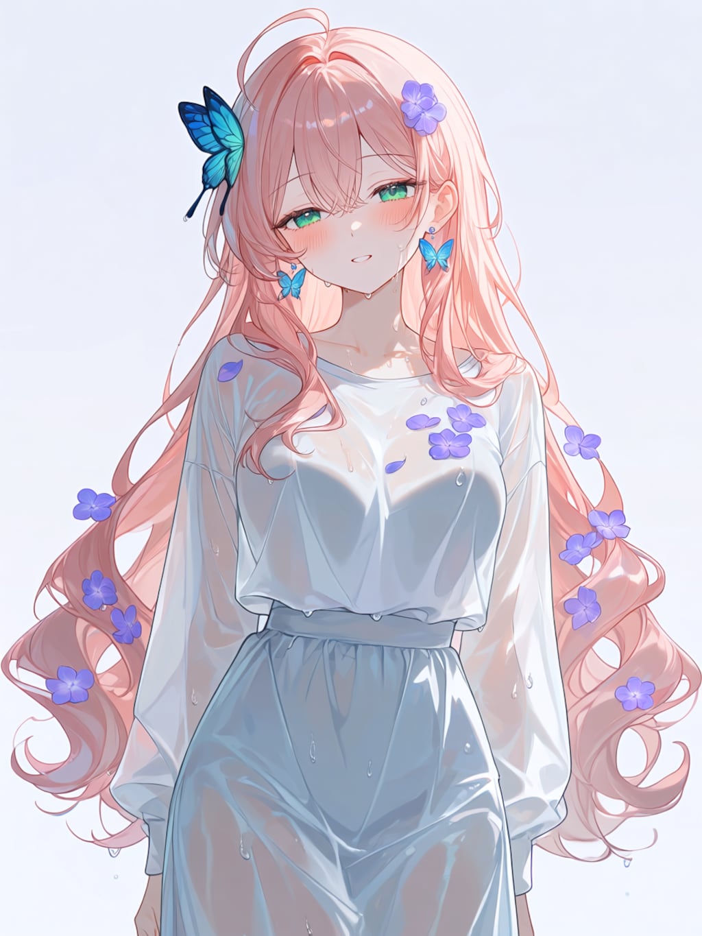 紫陽花の花びらを散りばめた