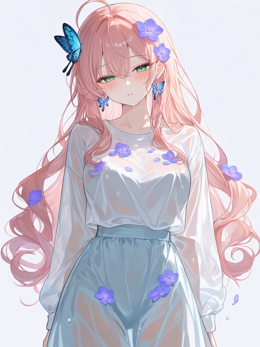 紫陽花の花びらを散りばめた