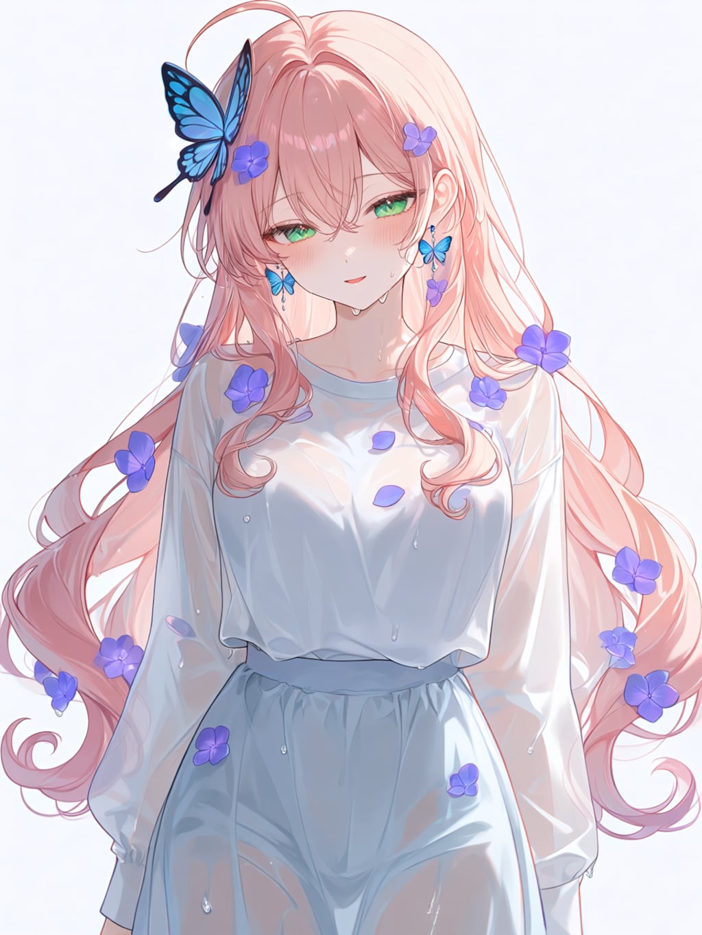 紫陽花の花びらを散りばめた