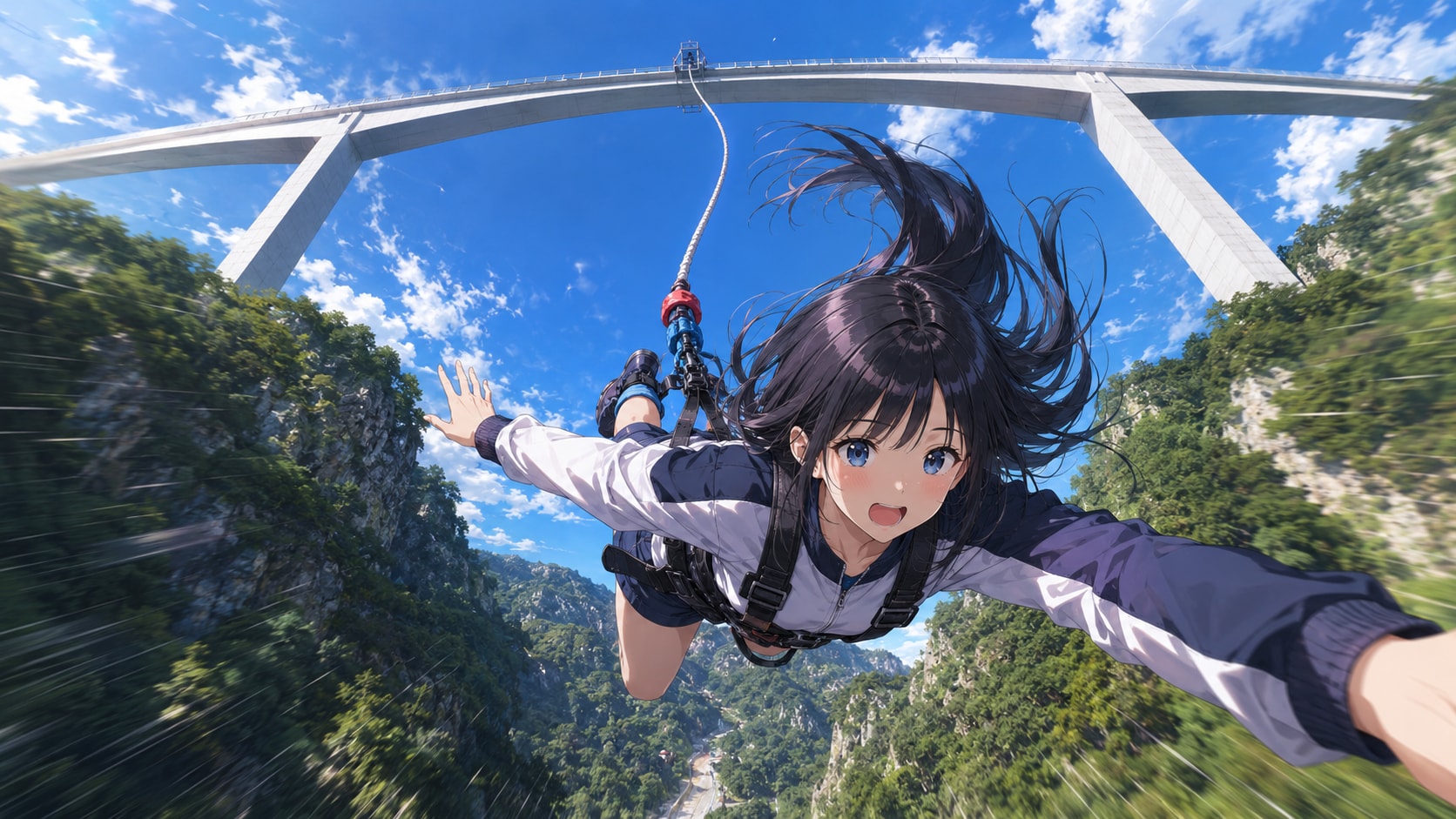 新旅足橋から日本一落差のあるバンジージャンプ！