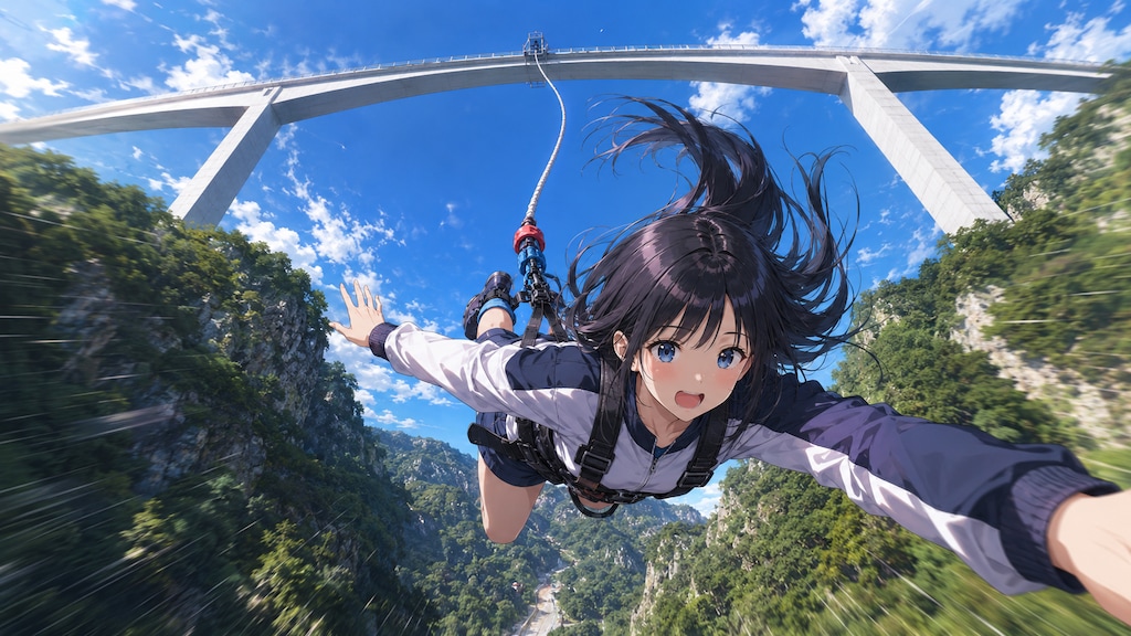 新旅足橋から日本一落差のあるバンジージャンプ！