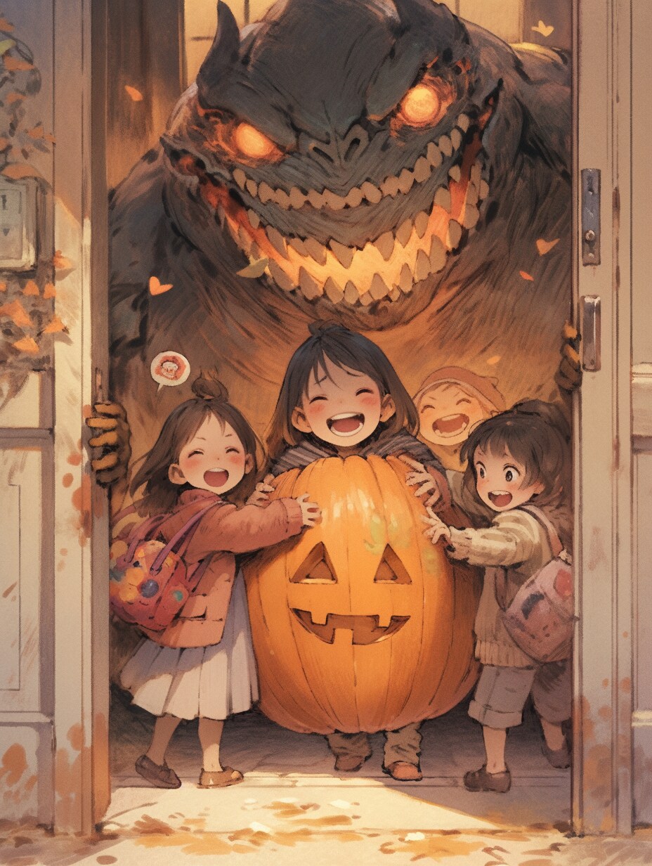 ハロウィンの怪物さんと記念写真♪