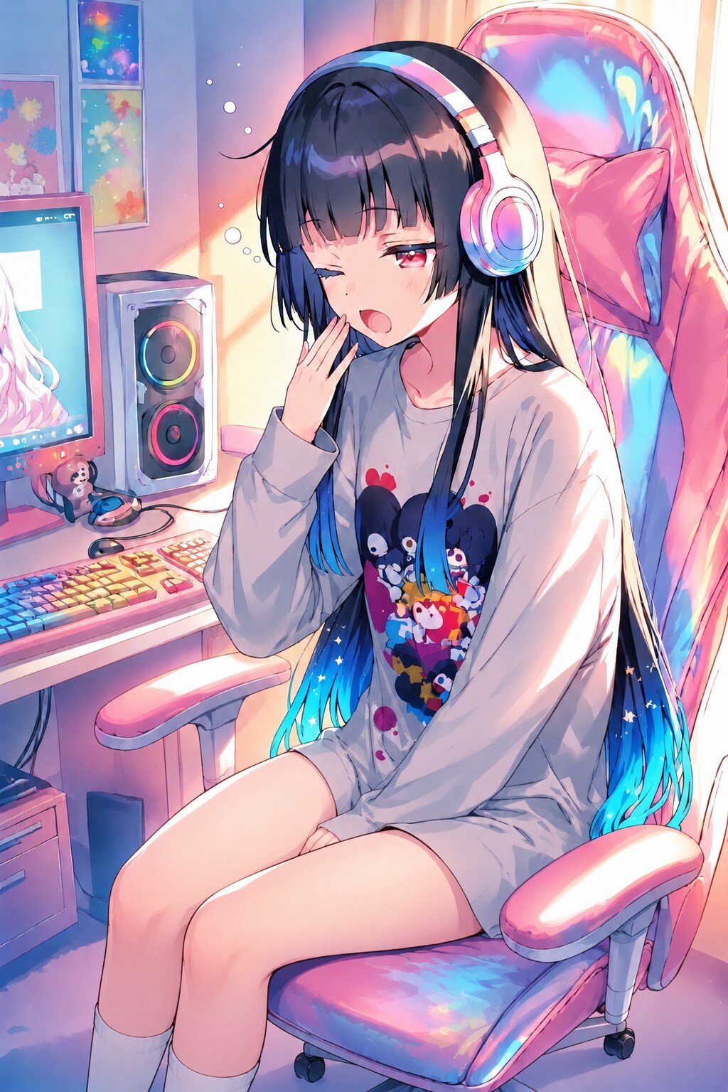 徹夜明け…