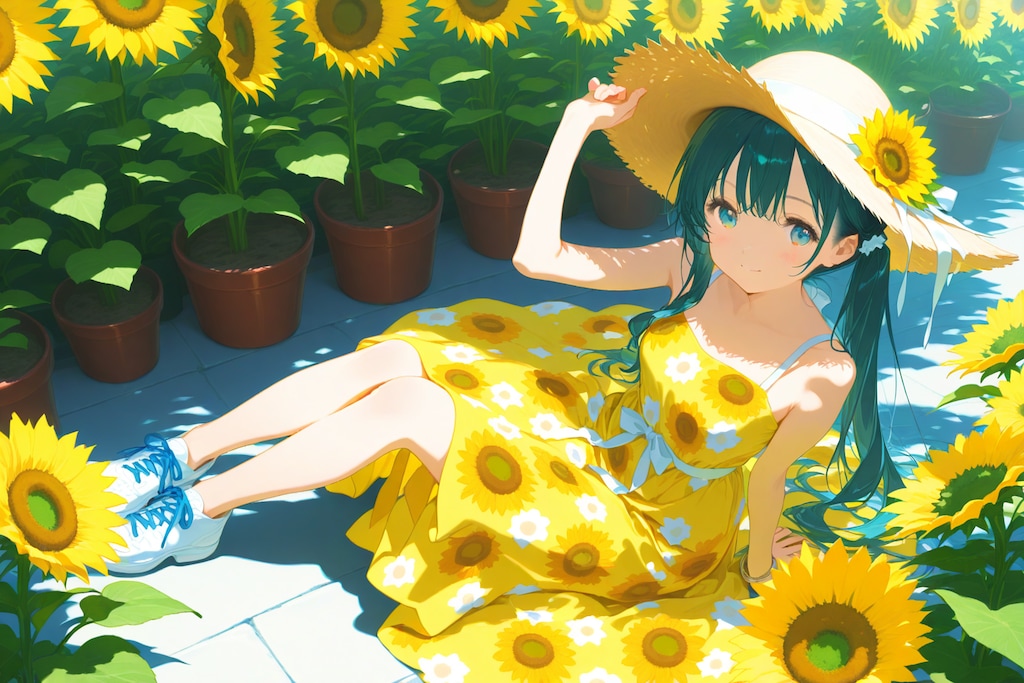 ヒマワリ模様のドレス