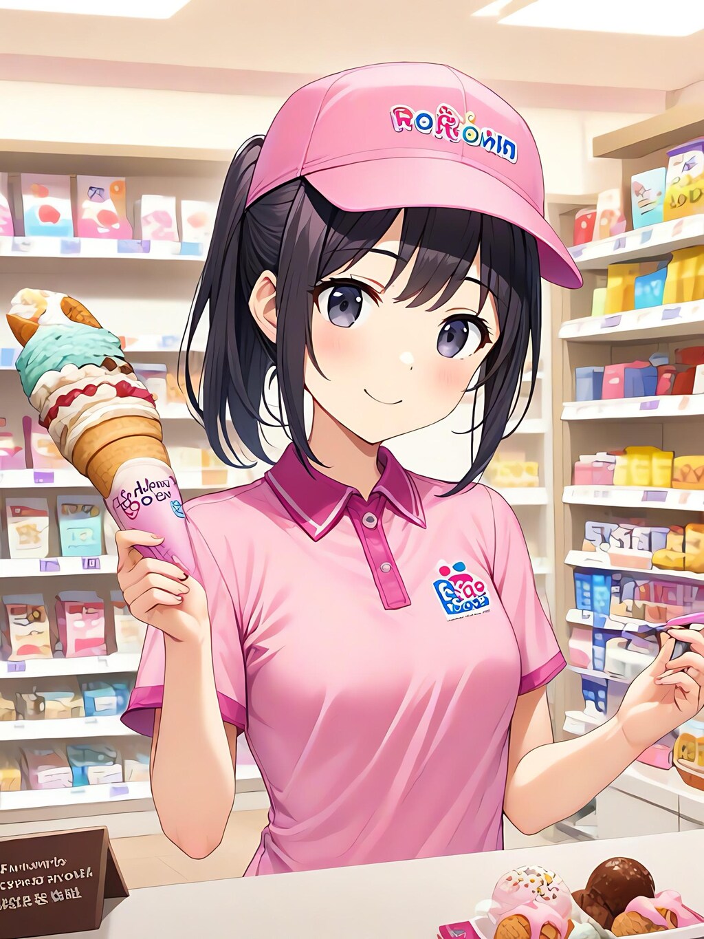 アイス屋さんでバイトしてる女子高生！