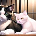 黒猫と白猫 2枚目
