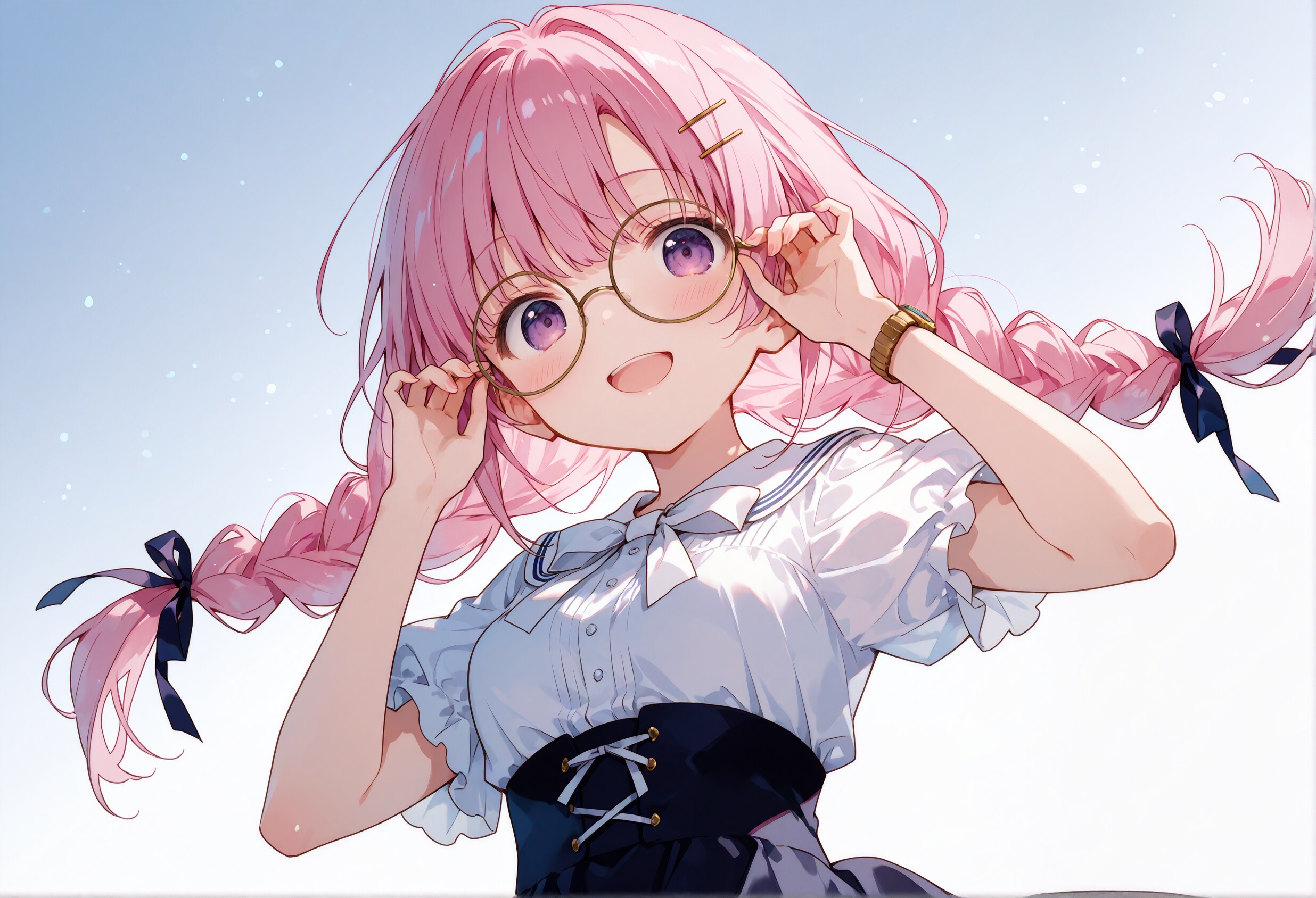 眼鏡三つ編み桃香 | の人気AIイラスト・グラビア