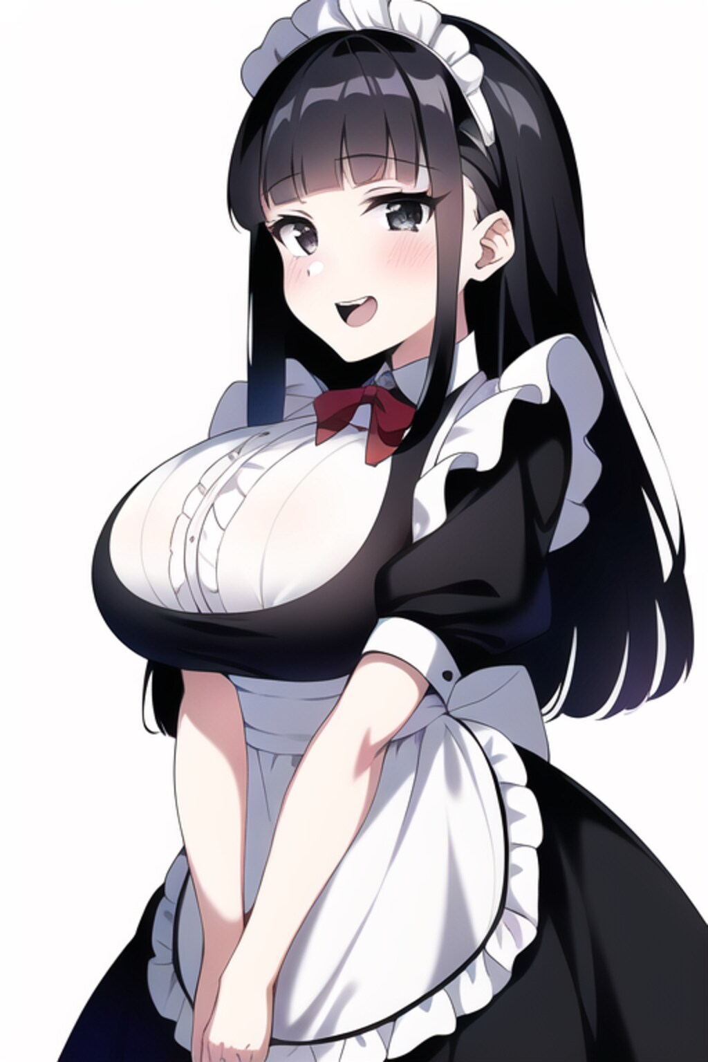 黒髪ぱっつんロングのメイドさん