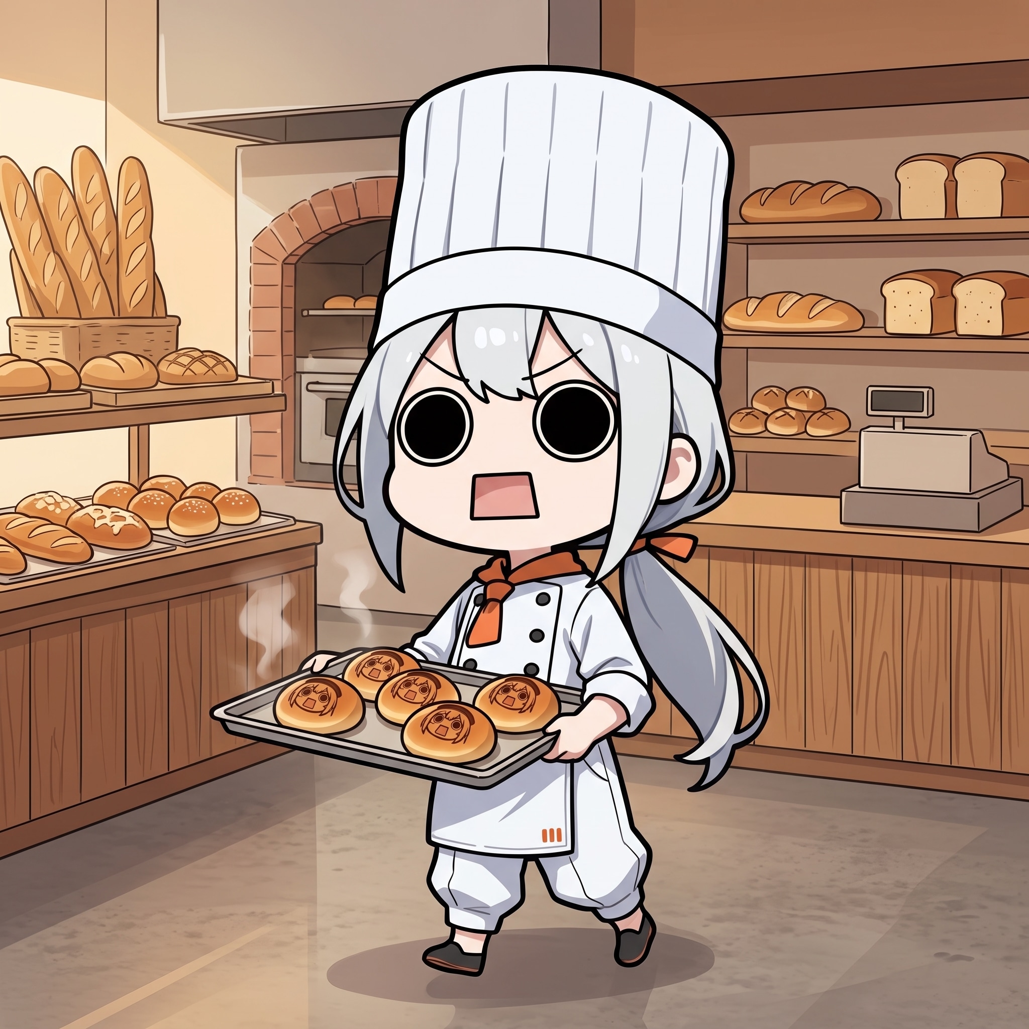 焼き立てえらいこっちゃパンを運ぶえらいこっちゃ嬢 | の人気AIイラスト・グラビア